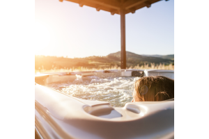 Crystec Spas woman relaxing in a hot tub