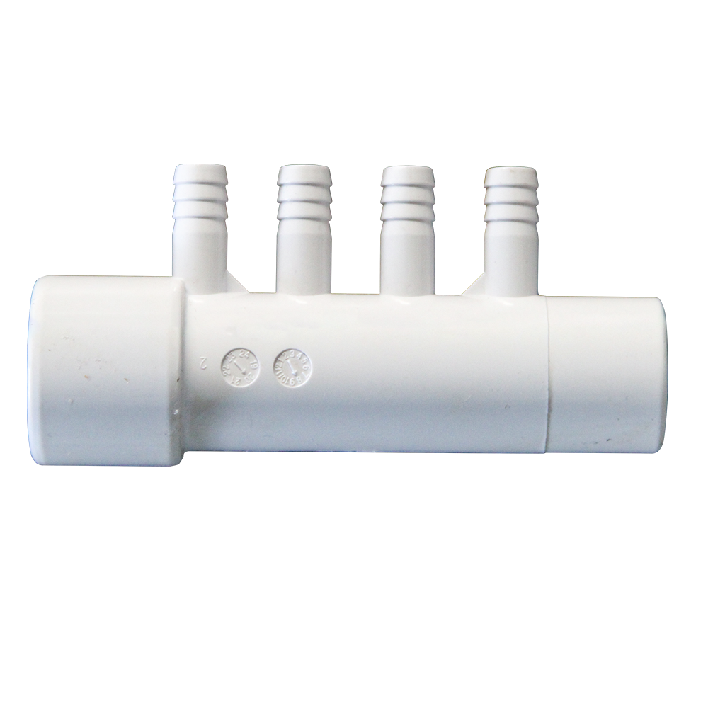 1" 4 Port 3/8" Ribbed Barb Socket*Spigot