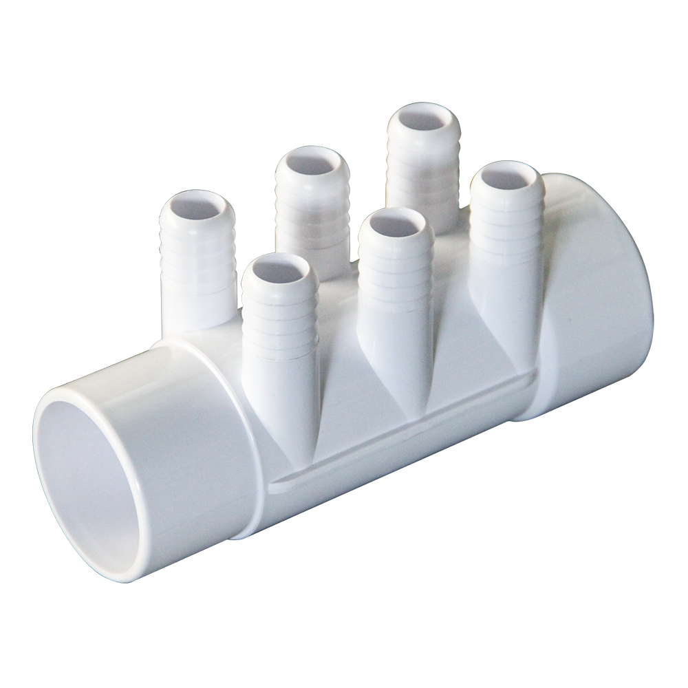 2" 6 Port 3/4 Ribbed Barb Water Manifold Socket*Spigot