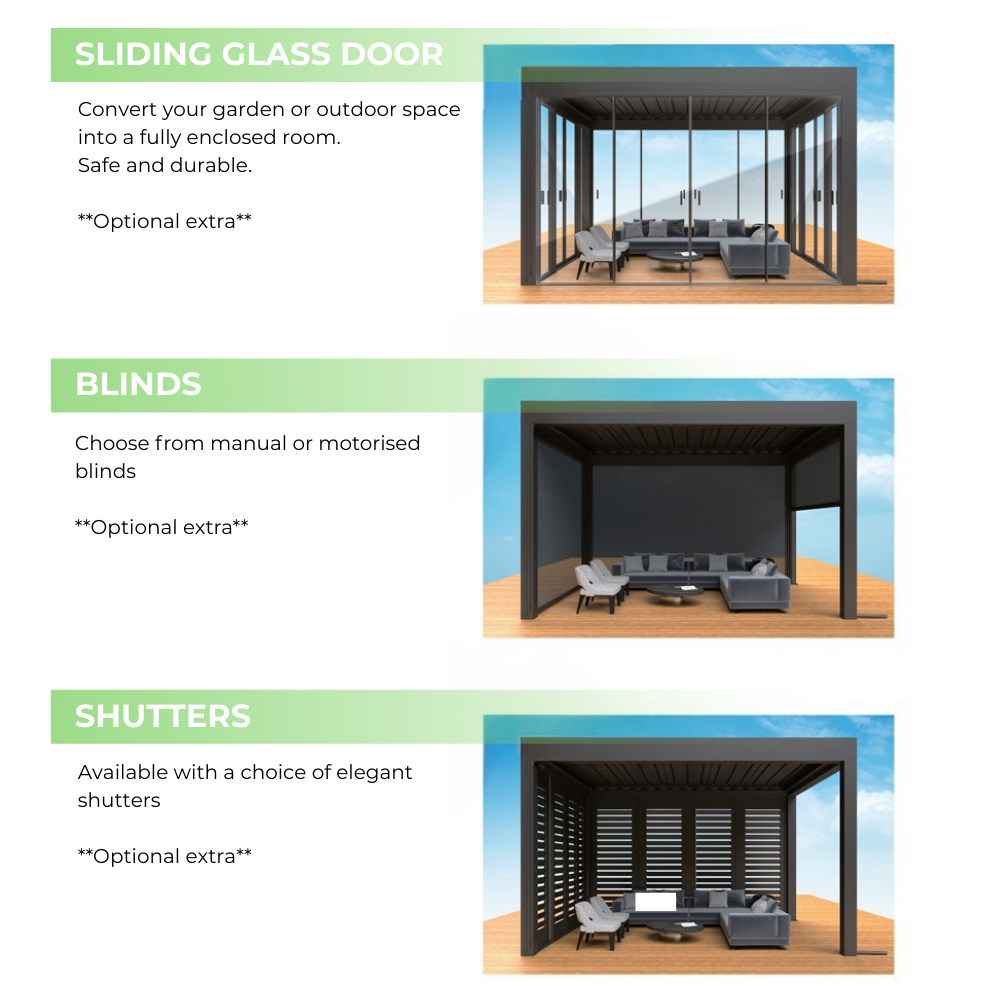 Luxury Pergola 4M x 4M Wall-mounted